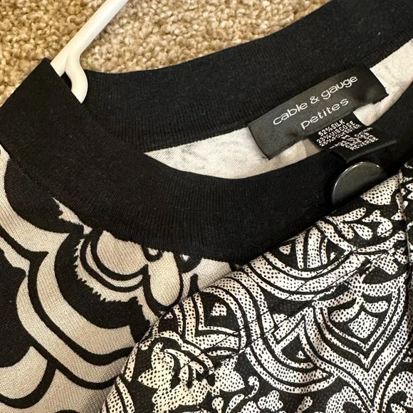 Cable and Gague cardigan sweater Petitie M, black and grey mod pattern - Picture 14 of 15